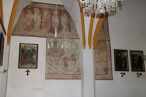 Wiesmath, Pfarrkirche hll. Peter und Paul,  Fresken im Langhaus, um 1410-20