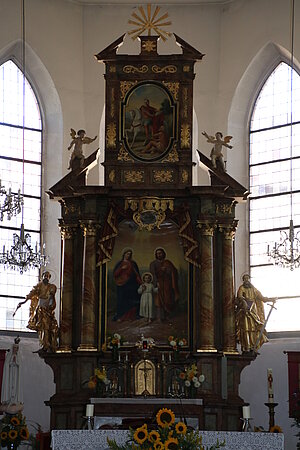 Martinsberg, Pfarrkirche hl. Martin, barocker Hochaltar, 4. Viertel 17. Jahrhundert, Altarblatt Ende 19. Jahrhundert