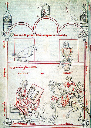 Vita activa und Vita contemplativa, Cod. 226 fol. 129v, 1200-1220, Stiftsbibliothek Heiligenkreuz
