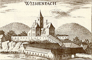 Weißenbach bei Waidhofen an der Thaya, Kupferstich von Georg Matthäus Vischer, aus: Topographia Archiducatus Austriae Inferioris Modernae, 1672