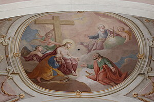 Michelhausen, Pfarrkirche hl. Petrus und Paulus, Freskenausstattung durch  Josef von Mölck, 1784 - Petrus und Paulus als Fürbitter vor Christus