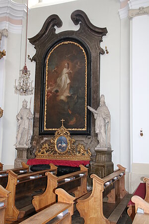 Schwechat, Pfarrkirche hl. Jakobus der Ältere, Seitenaltar mit Altarbild Maria Immaculata, Martin Johann Schmidt, 1764