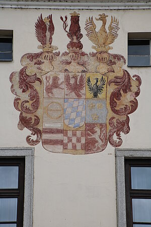 Neumarkt an der Ybbs, Rathaus, Wappen Windhag an der Fassade, rezent